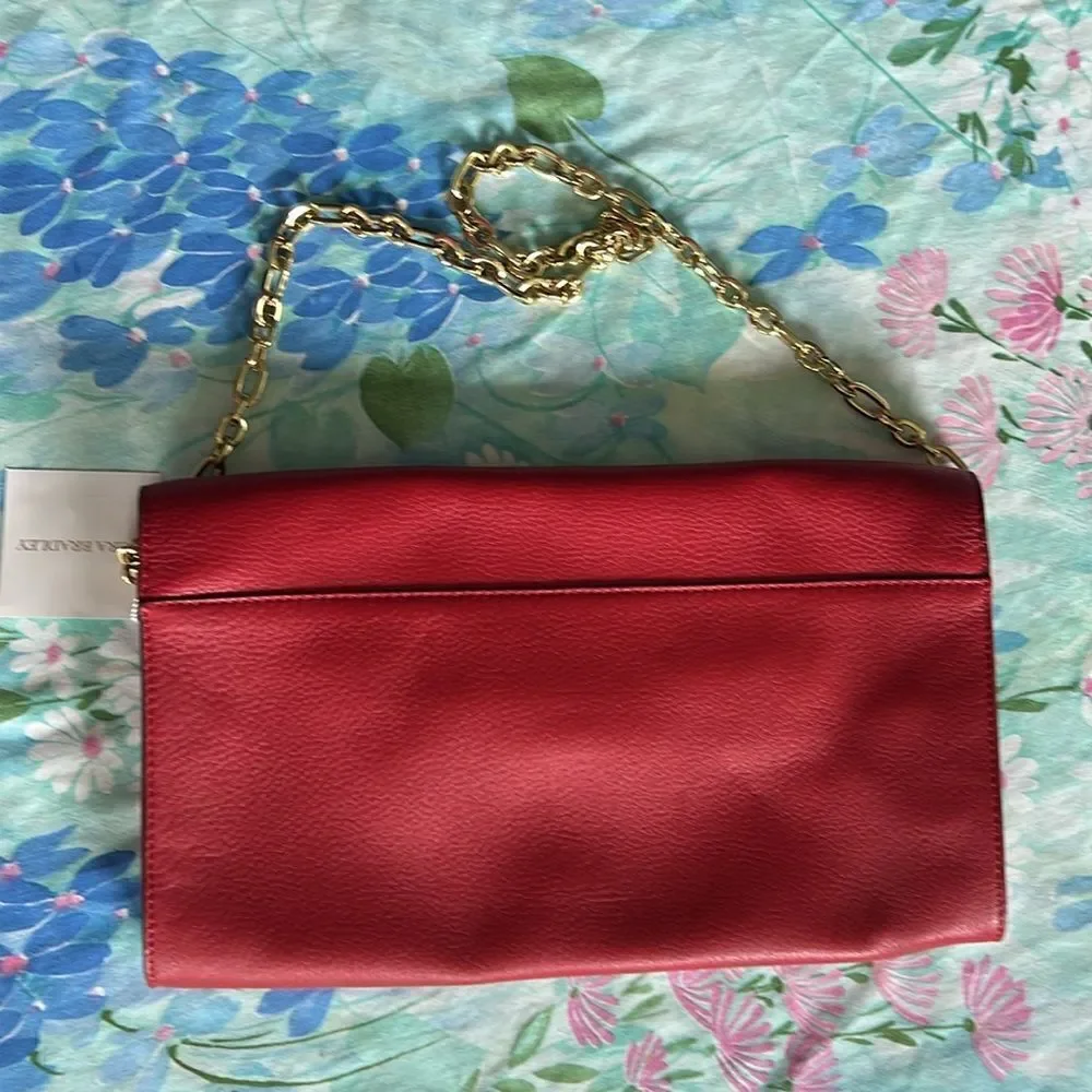 Vera Bradley Harper Leather Envelope Shoulder ClutchTango Red